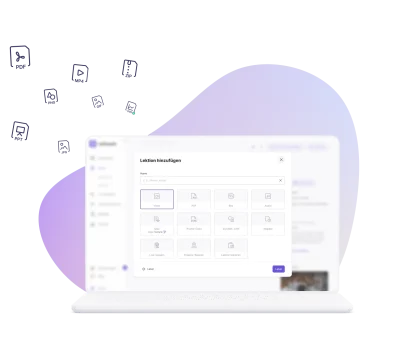 Schulungen in reteach flexibel gestalten mit Medienformaten wie Video, PDF, PowerPoint und SCORM
