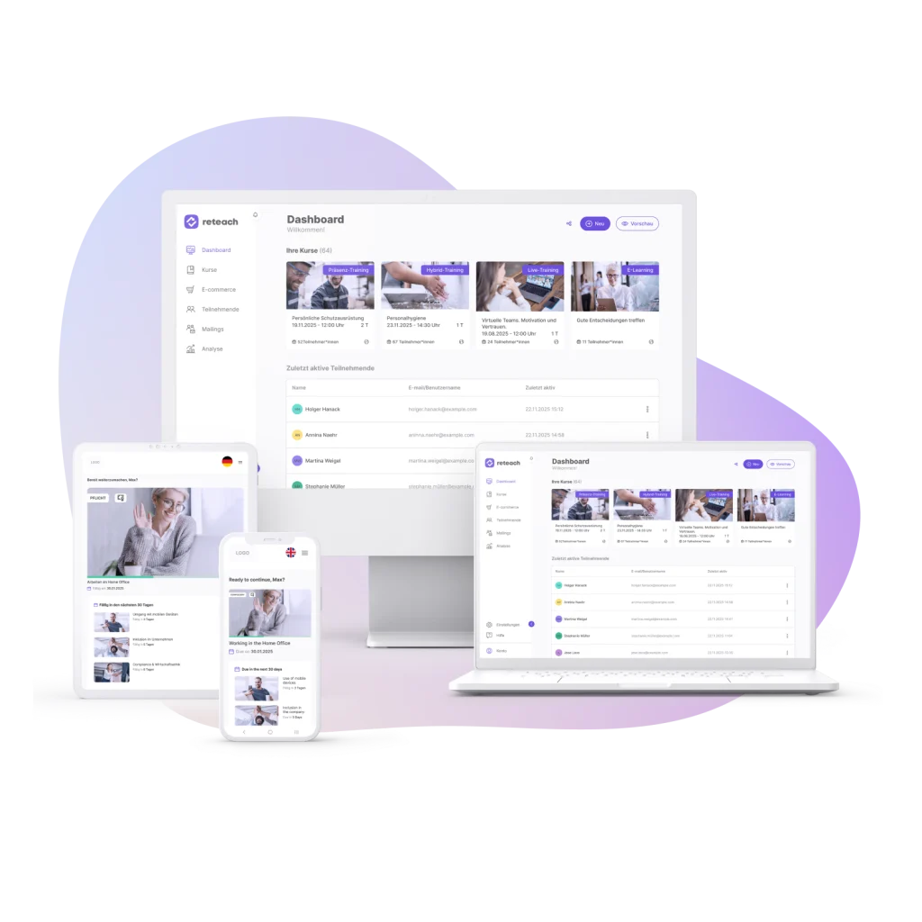 reteach E-Learning-Plattform in wenigen Minuten startklar