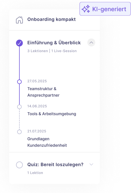 Individueller Lernpfad für digitales Onboarding – mit KI in reteach generiert