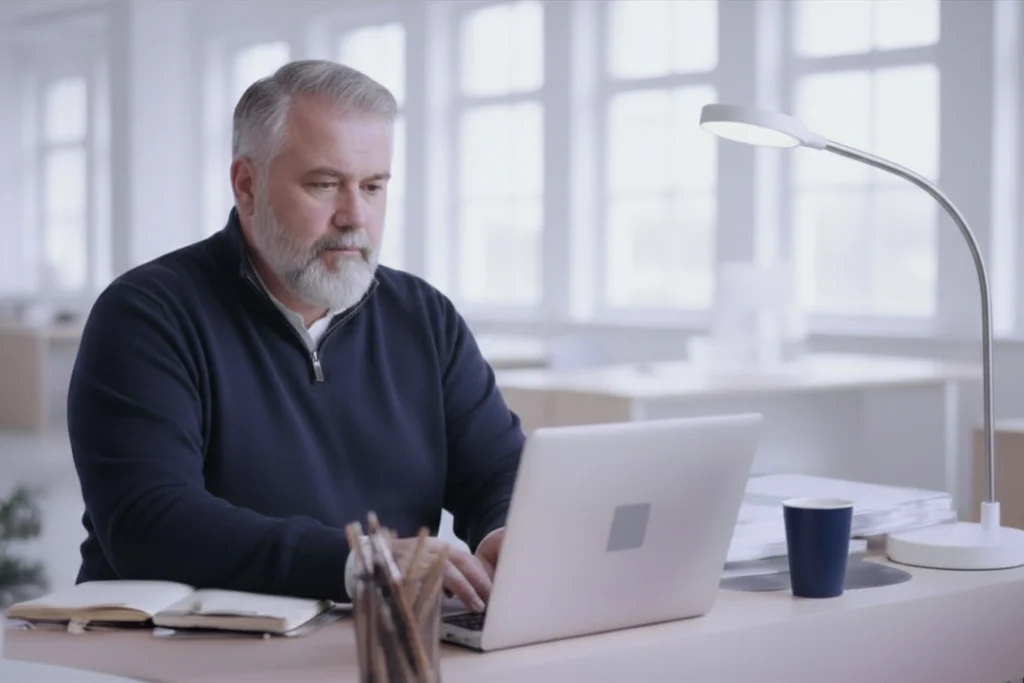 Compliance-Verantwortlicher prüft am Laptop die Sorgfaltspflichten nach dem Lieferkettengesetz